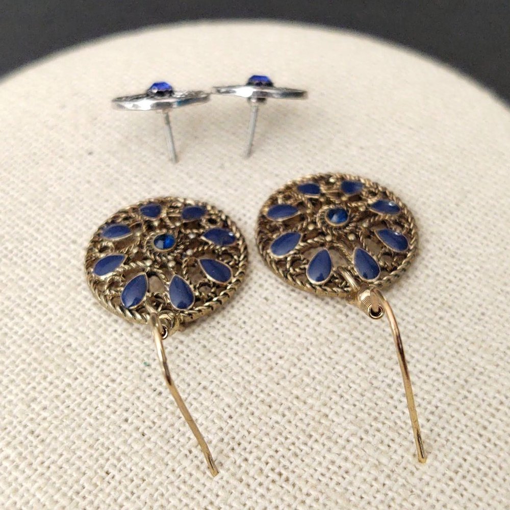 Blue earring bundle-gold and silver tone - Picture 4 of 8